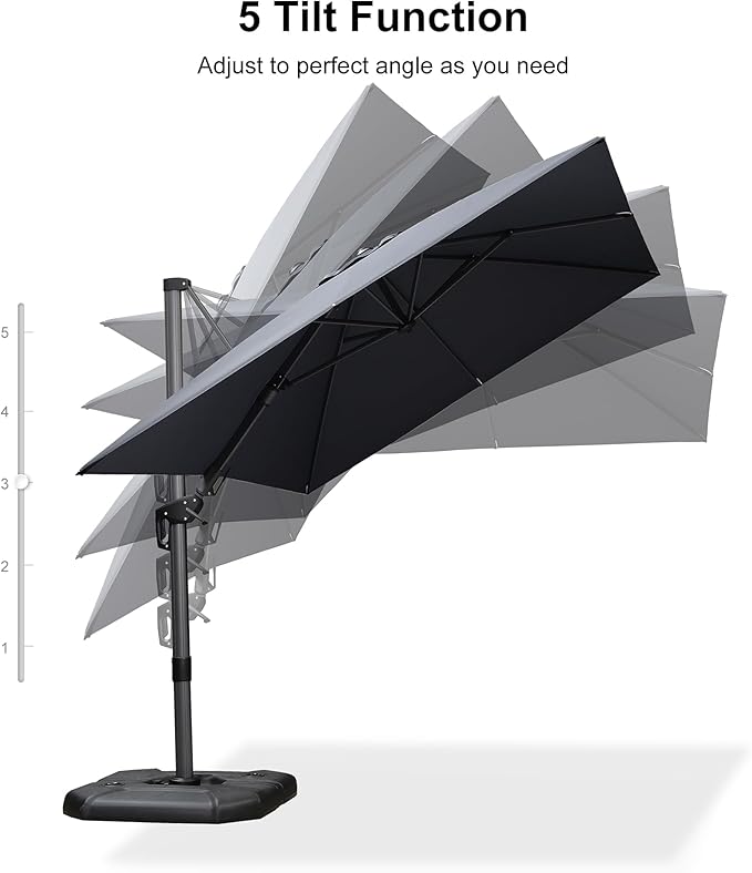 PURPLE LEAF 8.2' X 11.5' Left-right Tilting Patio Umbrella Outdoor Cantilever Swivel Rectangle Umbrella with Tilt Aluminum Offset Umbrella with 360-degree Rotation for Garden Deck Pool Patio Grey