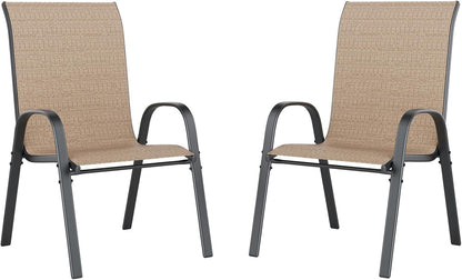UDPATIO Patio Chairs Set of 2, Stackable Outdoor Dining Chairs with High Back, Breathable Textilene Fabric Outdoor Chair All Weather, 350LBS Capacity for Garden, Backyard (Brown)