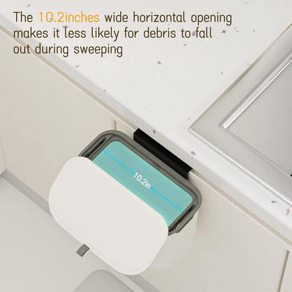 2.4 Gallon Kitchen Compost Bin Hanging Small Trash Can with Lid Under Sink Dual Installation & Triple-Seal Technology, Odorless Kitchen/Bathroom/Office Trash Can for Home, RV