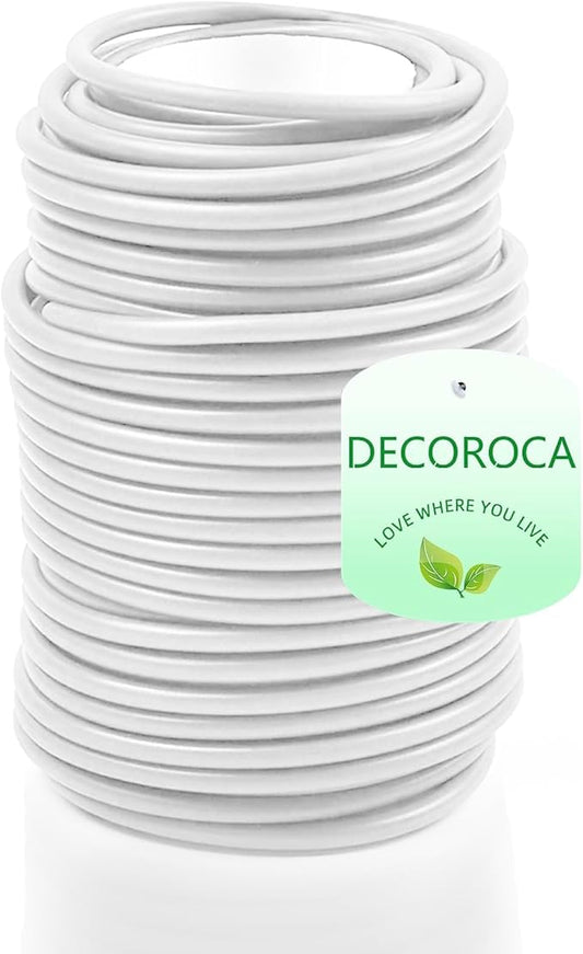 Decoroca Soft Plant Ties for Support - 65.6' Reusable Waterproof Plant Wire, Garden Twist, for Indoor & Outdoor Plants and Home Organizing（1pc/White）