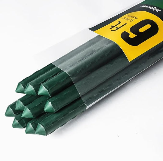 10pcs Steel Plant Stakes 6 Feet,Sturdy Plant Sticks, Plastic Coated Metal Garden Stakes Supports Climbing for Tomato, Bean, Flowers, Tree Potted
