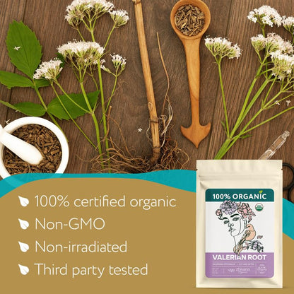 Organic Valerian Root Tea (4oz.) - Te De Valeriana Organica Para Dormir y Ansiedad - Valerian Tea - Valarian Roots Herb to Support Sleep, Healthy Stress Response, Relax Muscles