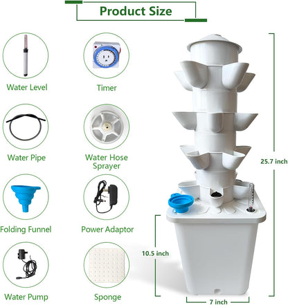 20 Plants Hydroponic Tower, Hydroponics Growing System Tower, Hydroponics Tower with Timer Automatic Watering, Vertical Hydroponic Tower, Planter Germination Kit for Herbs Vegetables Fruits