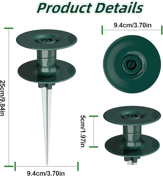 2PCS 10-Inch Garden Hose Guide Spikes – Rust-Free Zinc Metal Stakes, Heavy Spin Top for Keeping Hoses Away from Flower Beds