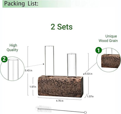 Propagation Station, Plants Terrarium, Plants Lover Gifts for Women,Plant Cutting Holder Home décor,Gifts for Women,House Warming New Home-4 Tubes-Brown