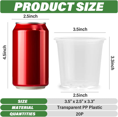 3.5" Clear Seeding Pots 20 Pack Round for Seeds Starter Pot, Seeds Germination Transparent Nursery Pots with Drainage Holes (Clear,3.5Inch,20PCS)