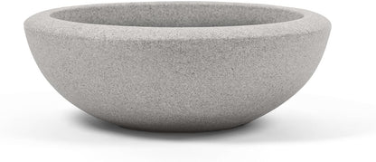 ARBORA 21" Santorini Bowl Polyresin Indoor and Outdoor Planter with Stone Blend Concrete Gray Finish - Durable, Weatherproof, Lightweight, Large Plant Pot for Patio, Garden, Deck, Entryway