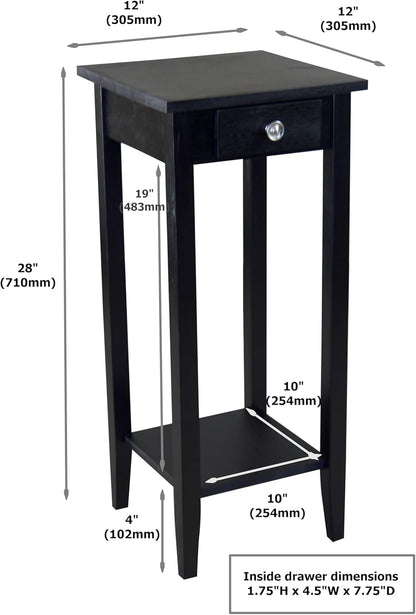 2-Tier Solid Acacia Plant Stand w/Drawer