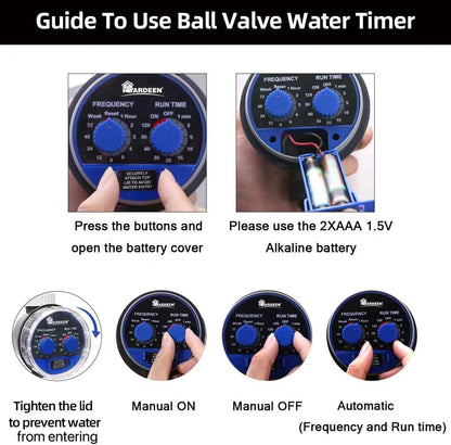 Water Timer Electronic Hose Sprinkler Garden Irrigation Controller Two Dial,No Water Pressure Required