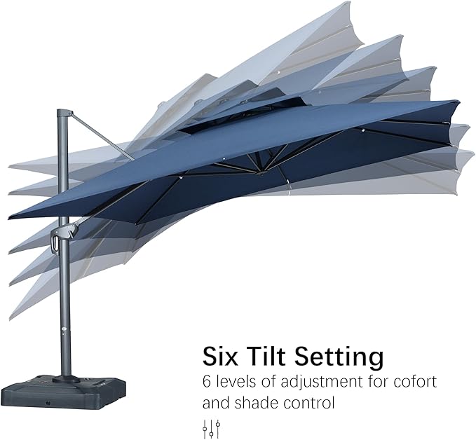 PURPLE LEAF 10' x 13' Cantilever Patio Umbrella Outdoor Umbrella with 330lbs Base Large Rectangular Windproof Offset Umbrella for Pool Deck Garden, Ocean Slate