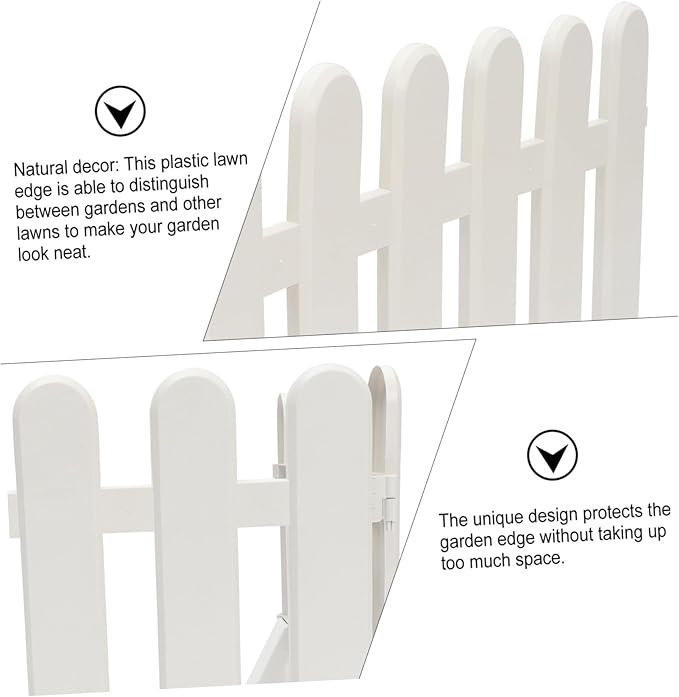 2pcs White Garden Decorative Fence with Ground Plugs Weather-Resistant Courtyard Picket Fence for Kindergarten Christmas Tree Decoration Outdoor Landscape Border