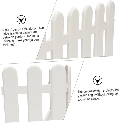 2pcs White Garden Decorative Fence with Ground Plugs Weather-Resistant Courtyard Picket Fence for Kindergarten Christmas Tree Decoration Outdoor Landscape Border
