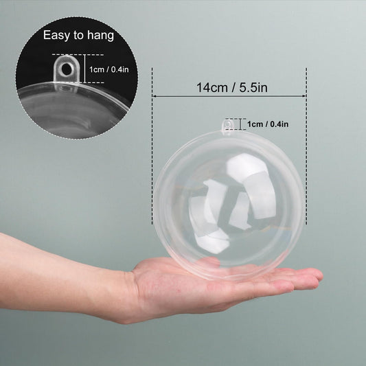 20 Pcs 5.5 Inch Clear Acrylic Fillable Balls, Christmas DIY Fillable Ornaments Balls, Acrylic Ornaments Ball for Christmas, Holidays, Weddings, Parties, and Home Decor