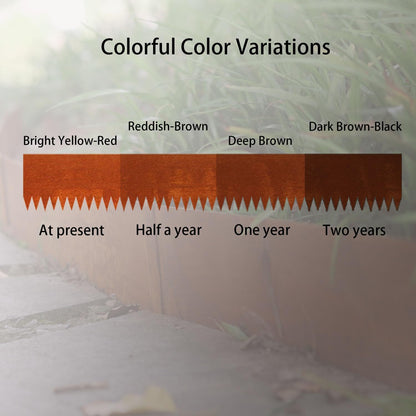 Corten Steel Landscape Edging, 40" L x 6" H, 15 GA Thickness, 12 Pack + 13 Stakes, Enhance Garden, Yard, Park, Lawn, Plants & Vegetables w/Long-Lasting Rust-Finish Cor-Ten Edging