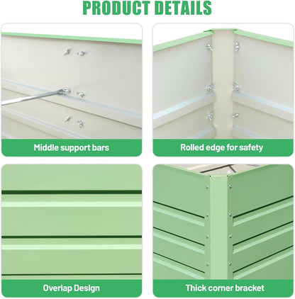 SnugNiture 4x2x2FT Raised Garden Bed Galvanized Planter Garden Boxes Outdoor, Deep Root Planter Raised Bed for Vegetables Flowers Herbs,Green