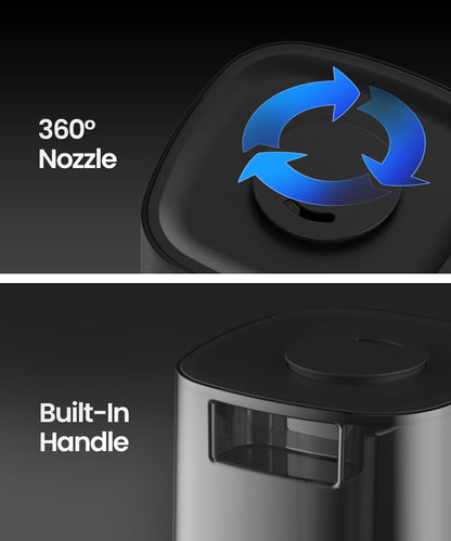 4.5L Humidifiers for Bedroom, Humidifiers for Home Large Room, Cool Mist Humidfiers for Baby and Plant with Timer, Adjustable Mist Level, 360° Nozzle, Auto Shut-Off, Black