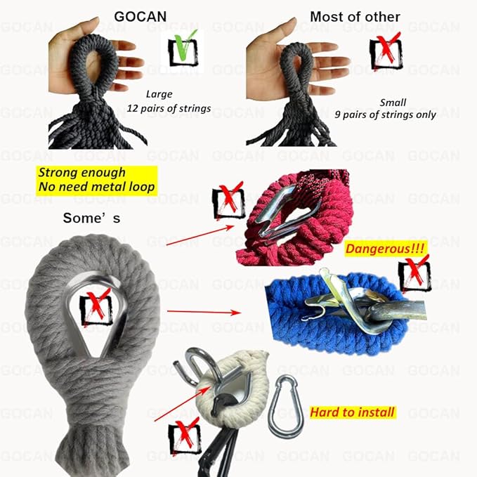 Hammock Outdoor 2 People 220x150cm Total Length 330cm Load 300kg Canvas Cotton Hammock for Garden Indoor Children Balcony Dark Gray XXL