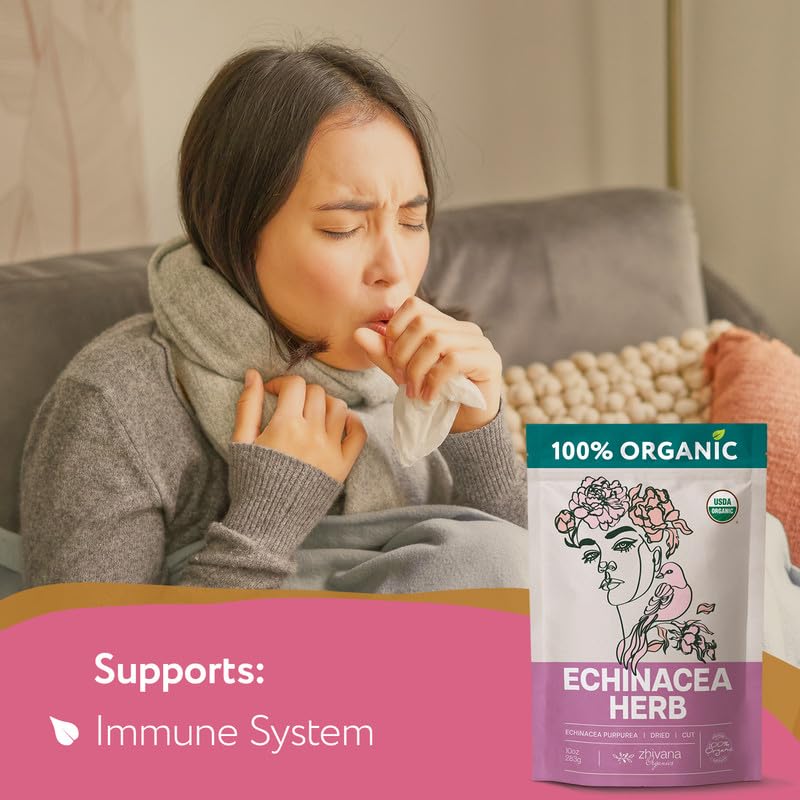 Organic Echinacea Herb (4 oz.) - Equinacea Organica - Echinacea Purpurea Loose Leaf Tea - Immunity, Respiratory System, Digestion
