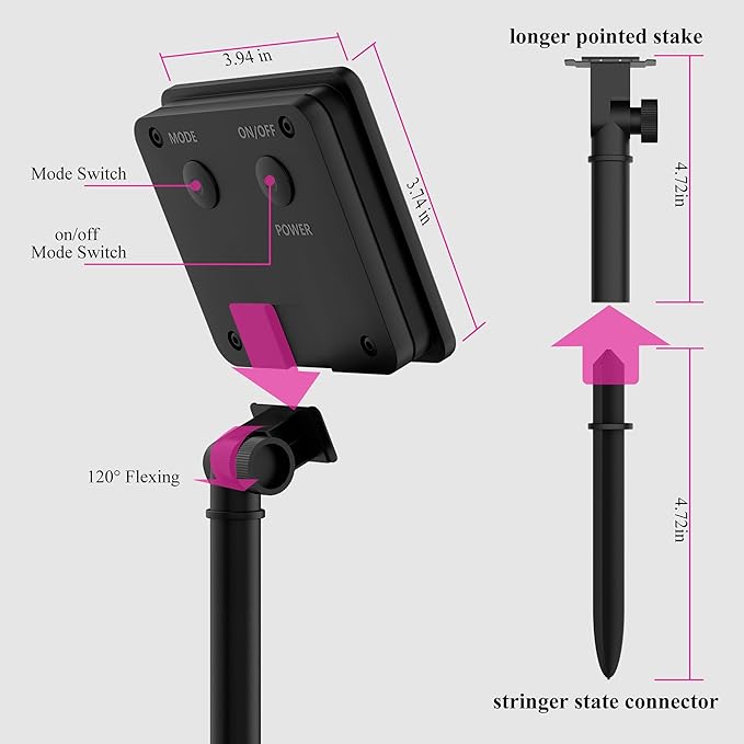 2 Pack Solar String Lights Outdoor, 200 LED Extra-Long 72FT Solar Powered Lights with 8 Lighting Modes, Waterproof Outdoor Lighting Decoration for Garden, Patio, Balcony, Xmas, Wedding, Party (Pink)