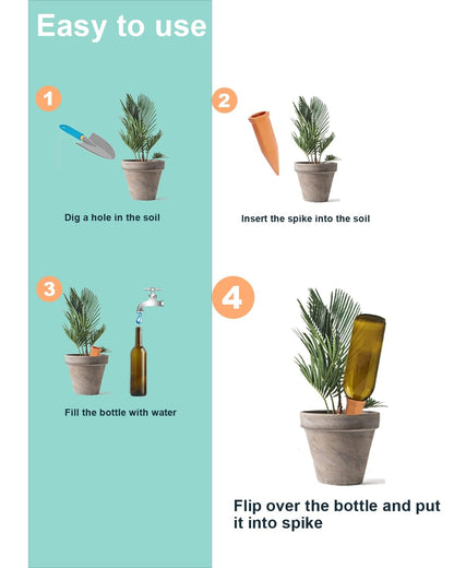 10pcs Terracotta Watering Spikes - Automatic Self Watering Stakes, Plant Watering Devices for Wine Bottles Recycled Bottles, Clay Plant Garden Waterers for Vacations