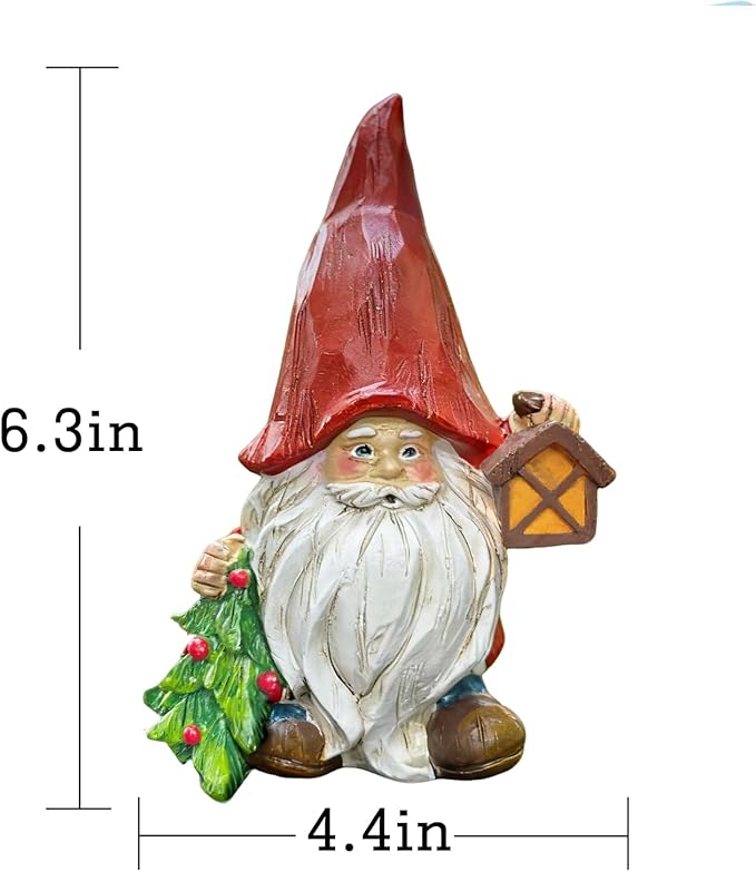6.4-inch Christmas gnome Ornament, Cute gnome Statue, Suitable for Indoor and Outdoor use, Home Balcony, Garden, Lawn, and a for Christmas, Thanksgiving, Mother's Day, and Birthdays