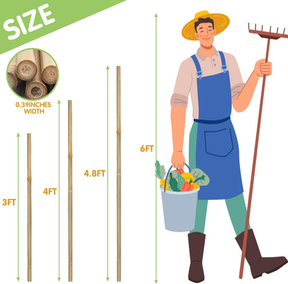 Plant Stakes,3FT Longer Sturdy Natural Bamboo Garden Stakes,GAGINANG 25Pcs Bamboo Sticks Trellis Support for Tomato, Vegetables Beans Trees Climbing Plants