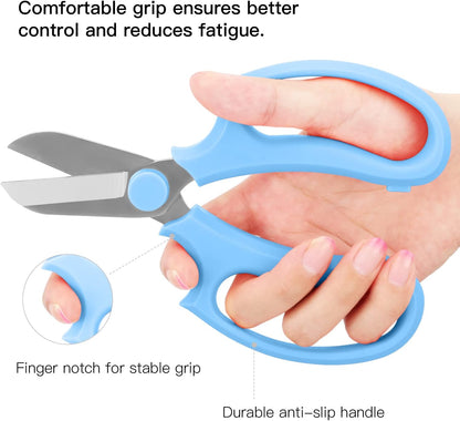 Flower Scissors, Strong Floral Shears, Premium Steel Garden Pruning Shears Floral Fruits Leaf Scissors Hand Pruner Snip Trimming Tool for Gardening Flower Arrangement, Light Blue