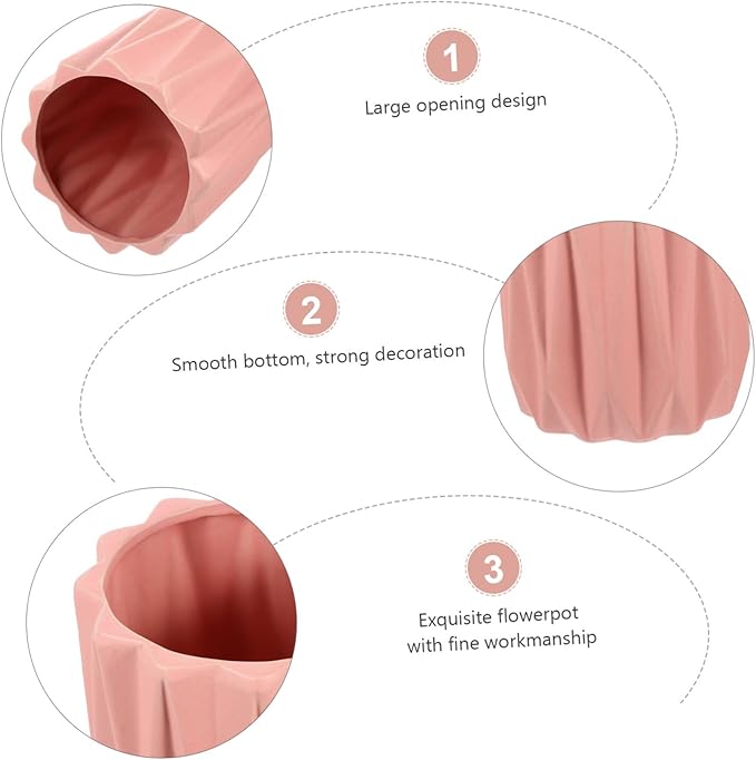 Modern Geometric Ceramic Planter Pot Minimalist Desktop Flower Container for Bonsai and Indoor Tabletop Decoration Large Pink Artistic Plant Holder for Home and Office