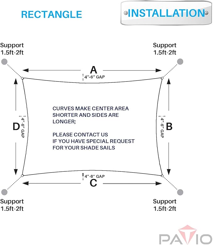 Patio Paradise 9' x 9' Sun Shade Sail Waterproof Gray Rectangle Shade Canopy UV Block Tarp Cloth Outdoor Patio Cover for Garden Backyard Deck Awning