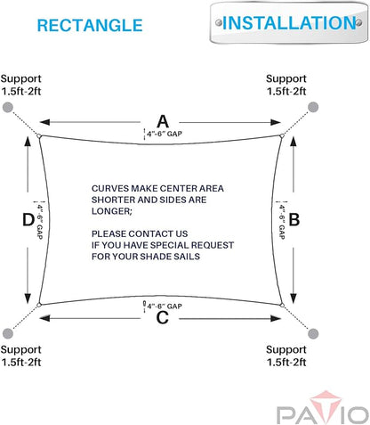 Patio Paradise 8' x 18' Sun Shade Sail Waterproof Beige Rectangle Shade Canopy UV Block Tarp Cloth Outdoor Patio Cover for Garden Backyard Deck Awning