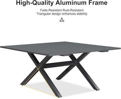 PURPLE LEAF 9 Piece Longer Outdoor Dining Set with Patio Aluminium Dining Table and Wicker Chairs Modern Furniture Cushions Sets for Backyard Indoor Decor Kitchen Gray