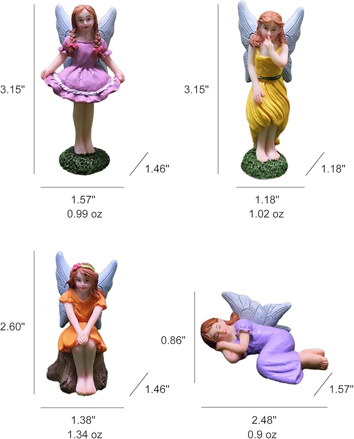 Miniature Fairy Garden Figurines 5Pcs, Small Flower Fairies Ornaments Resin Mini Fairy Figurines Outdoor Decor Art for Fairy Garden Pot Bonsai Micro Landscapes Craft Decoration Accessories