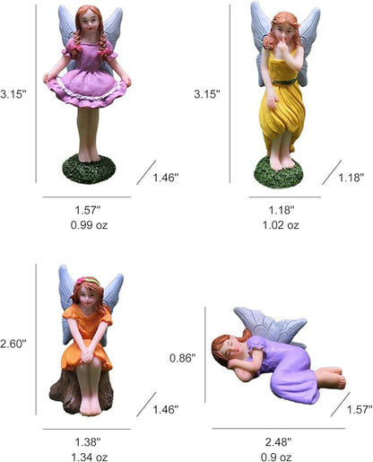 Miniature Fairy Garden Figurines 5Pcs, Small Flower Fairies Ornaments Resin Mini Fairy Figurines Outdoor Decor Art for Fairy Garden Pot Bonsai Micro Landscapes Craft Decoration Accessories