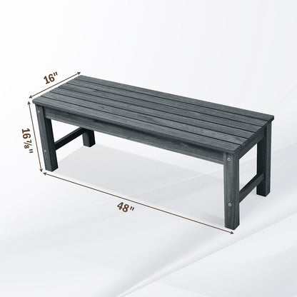 Psilvam 2-Person Outdoor Poly Lumber Patio Backless Bench, Fade-Resistant & Odor-Free Poly Lumber Patio Furniture, Weatherproof, Suitable for Garden, Porch and Park, 700 Lbs Support (1, Dark Grey)