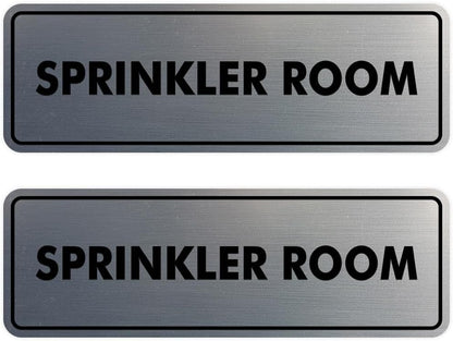 Signs ByLITA Standard Sprinkler Room Sign (Brushed Silver) - Small 2 Pack
