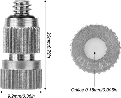 5pcs Brass Misting Nozzles, 0.15mm Orifice Mister Heads Replacements High Pressure Spray Nozzle Tips for Greenhouse, Landscaping, Outdoor Cooling System, 3/16" Threaded