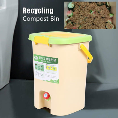 21L Recycle Composter Aerated Compost Bin for Kitchen 5 Gallon Bokashi Bucket Kitchen Food Waste 28.5x28.5x42cm/11.22x11.22x16.53inch