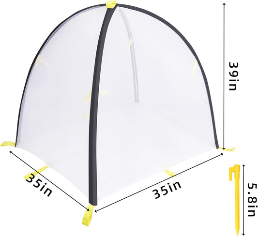 35 x35 x 39 Inch Insect Barrier Plant Tent Cover-Insect Bird Barrier Netting Mesh-Bug Guard Cover with Stakes for Protect Plants Fruits from Insect Bird Eating (1, L)