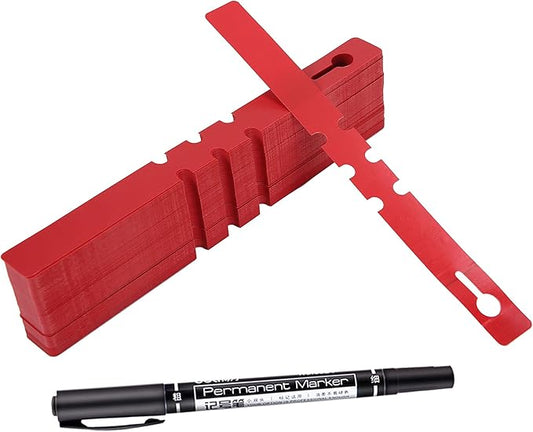 200 Pcs Red Plastic Plant Tags with a Marker Pen, Wrap Around Hanging Tree Tags Nursery Garden Labels Waterproof Nursery Garden Stakes, 2x20cm