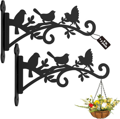 2 Pack Hanging Plant Hanger Outdoor 9-in Hanging Basket Wall Hooks - Heavy Duty Metal Plant Bracket Hook for Flower Baskets,Bird Feeder,Lantern