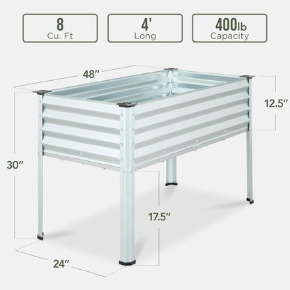 Best Choice Products 48x24x30in Galvanized Raised Garden Bed, Metal Elevated Planter Box, Vegetable Garden for Backyard, Patio, Balcony - Silver