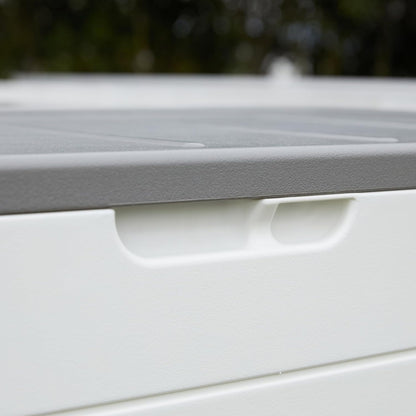 100 Gallon Outdoor Storage Box Waterproof Lockable Resin Deck Box Large, Patio Storage Bin for Pool Accessories Cushion Furniture, Garden Tools, UV-Resistant Outside Delivery Black&White