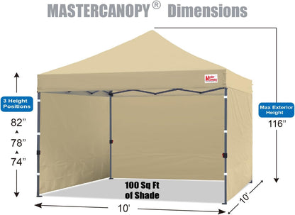 MASTERCANOPY Heavy Duty Pop-up Canopy Tent with Sidewalls (10x10,Beige)