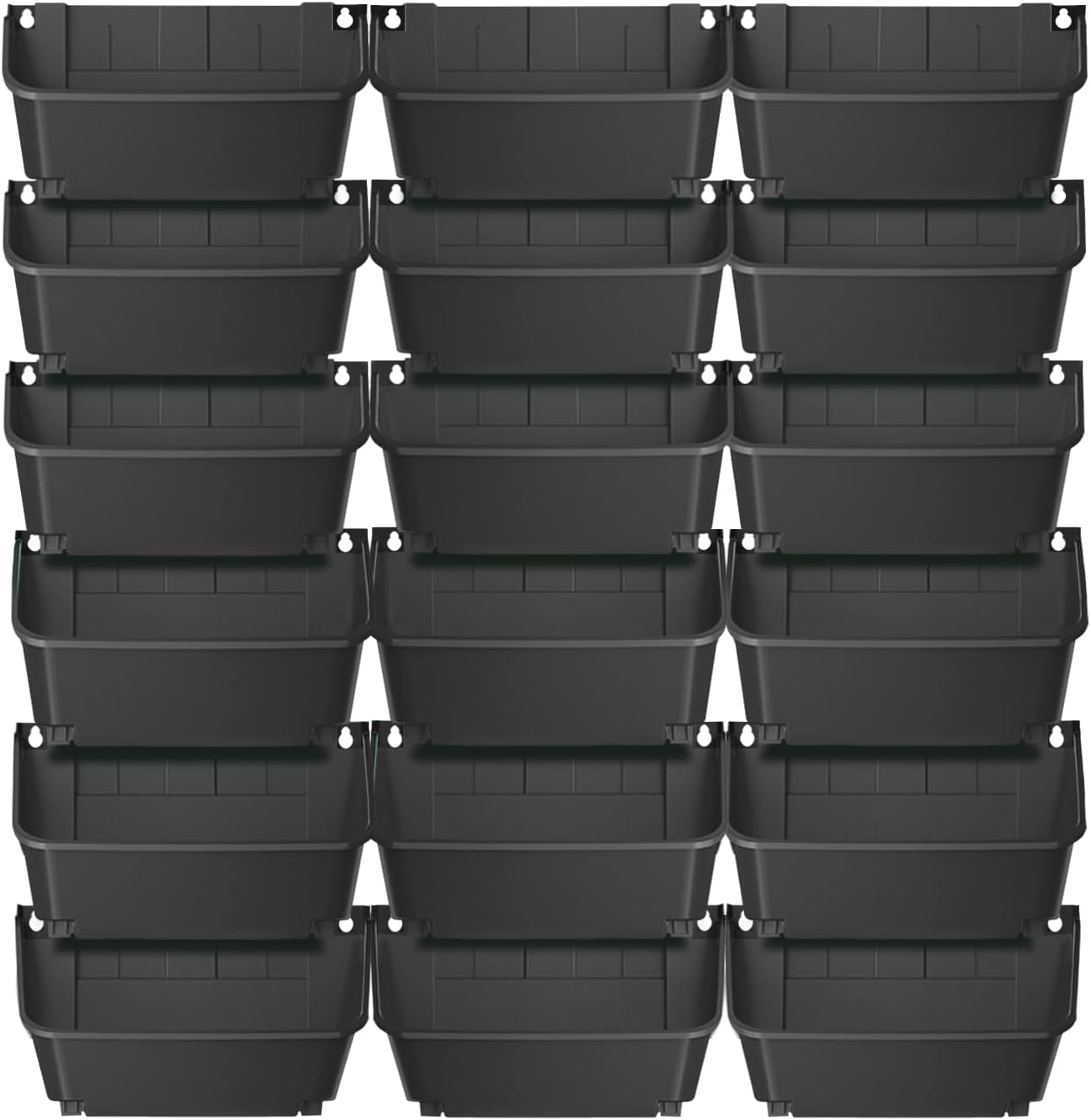 Eapmic Vertical Wall Planter with 18 Pots, Hanging Garden Plant Flowerpot Holder, Stackable Wall-Mounted Planter, Balcony Planters for Flowers Vegetables Fruits (Black, 18 Pots)