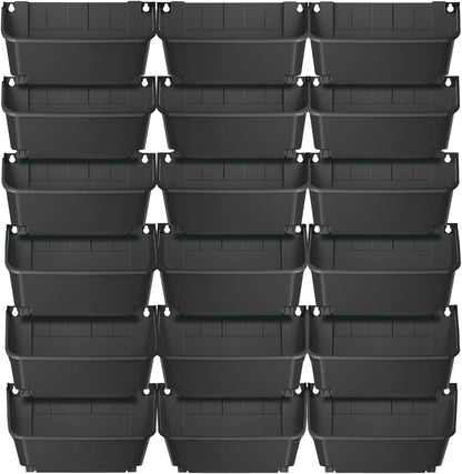 Eapmic Vertical Wall Planter with 18 Pots, Hanging Garden Plant Flowerpot Holder, Stackable Wall-Mounted Planter, Balcony Planters for Flowers Vegetables Fruits (Black, 18 Pots)