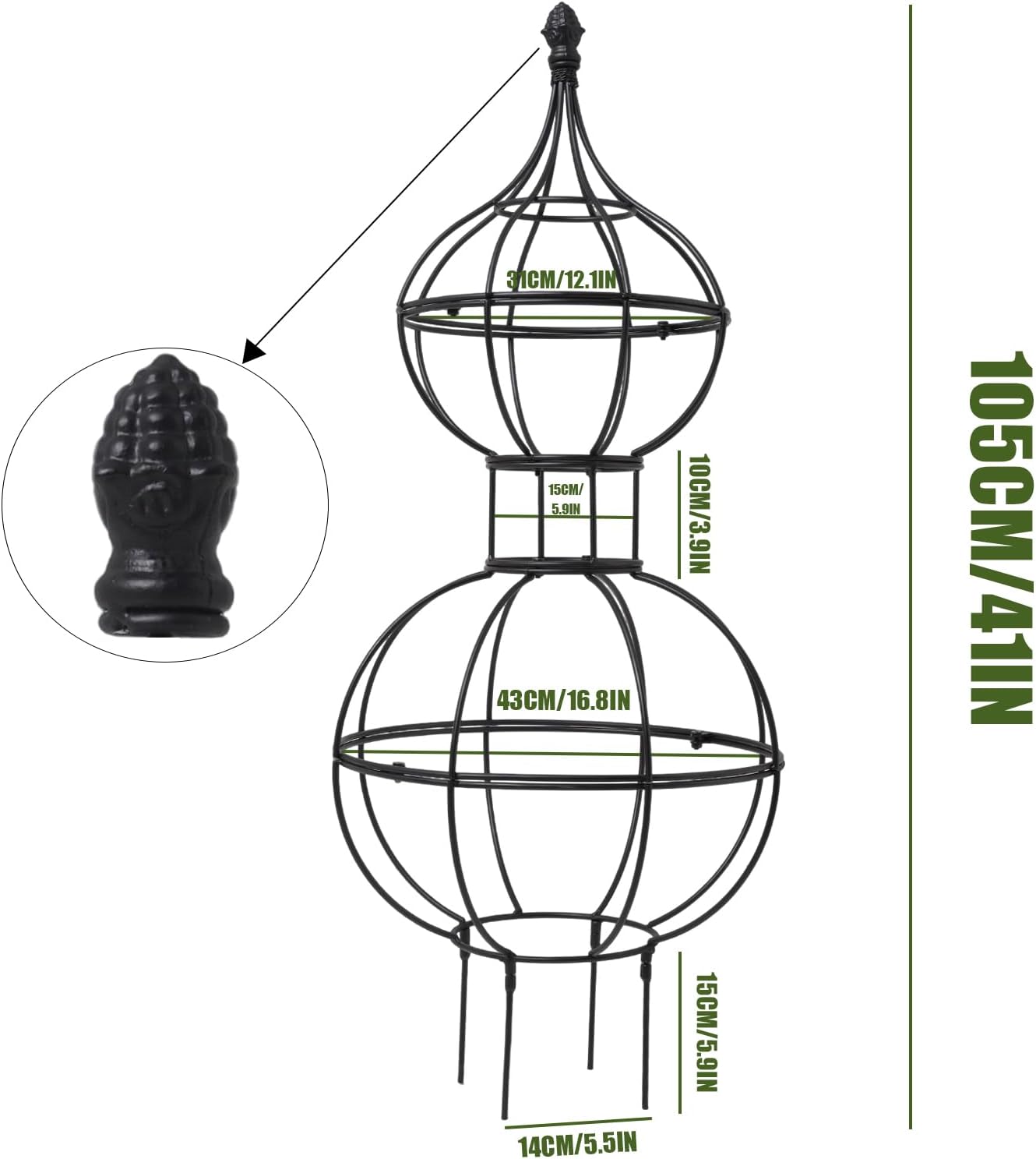 48.8"x17" Metal Obelisk Trellis for Climbing Plants | Unique Outdoor Support for Rose Bushes and Tall Vines | Durable & Weather-Resistant Garden Decor