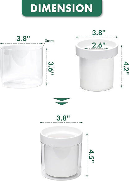 Phoenix Vine 4 Inch Self Watering Planter, White Terracotta Clay Pot with Glass Reservoir for Indoor Plants, Herbs, Flowers, Set of 1, 52-B-E-1