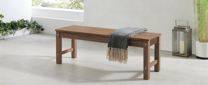 Psilvam 2-Person Outdoor Poly Lumber Patio Backless Bench, Fade-Resistant & Odor-Free Poly Lumber Patio Furniture, Weatherproof, Suitable for Garden, Porch and Park, 700 Lbs Support (1, Light Brown)