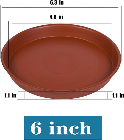 6 Pack of 6 inch Plant Saucer, 4 6 8 10 12 14 16 inch Plant Saucers, Heavy Duty Plastic Plant Water Tray, Planter Drip Trays for Pot, Flower Saucers for Indoors (6 inch, Terracotta)