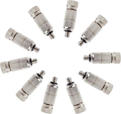 Metalwork 10 Pcs Stainless Steel Misting Nozzles For Outdoor Cooling Misting System, High Pressure Anti Drip Cleanable, 3/16" Thread (0.2mm)